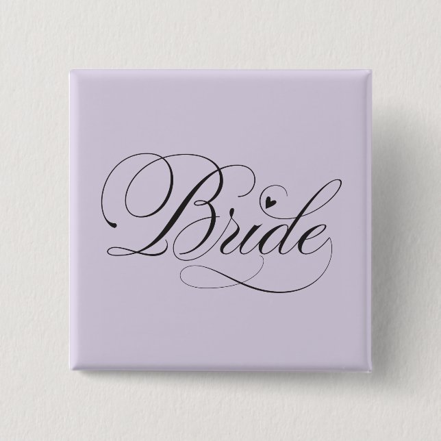 Bride with heart 2 inch square button (Front)