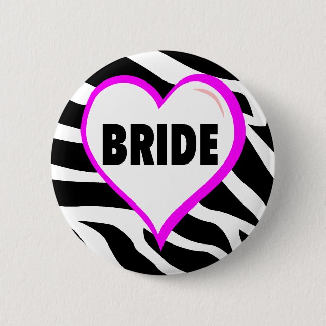 Bride (Zebra Stripes) 2 Inch Round Button (Front)