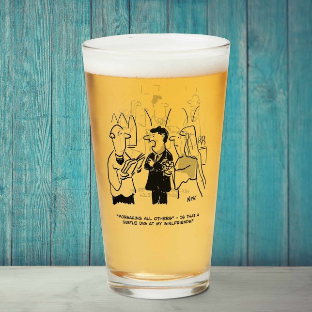 Bridegroom Fun Wedding Cartoons on a Beer Glass (Creator Uploaded)