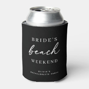 Brides Beach Weekend Coastal Black Bachelorette Can Cooler
