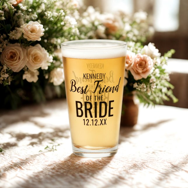 Bride's Best Friend Name Keepsake Glass (Perfect gift for the best friend of the Bride. Just add their name and your wedding date)