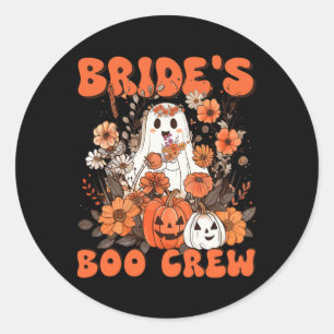 Bride's Boo Crew Floral Ghost Chelorette Wedding H Classic Round Sticker
