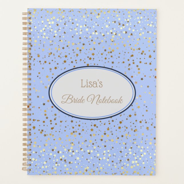 Brides Custom Wedding Planner Notebook-Blue (Front)