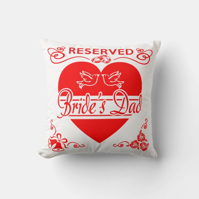 Bride's Dad Cushion. Reserved for the Bride's Dad Throw Pillow (Front)
