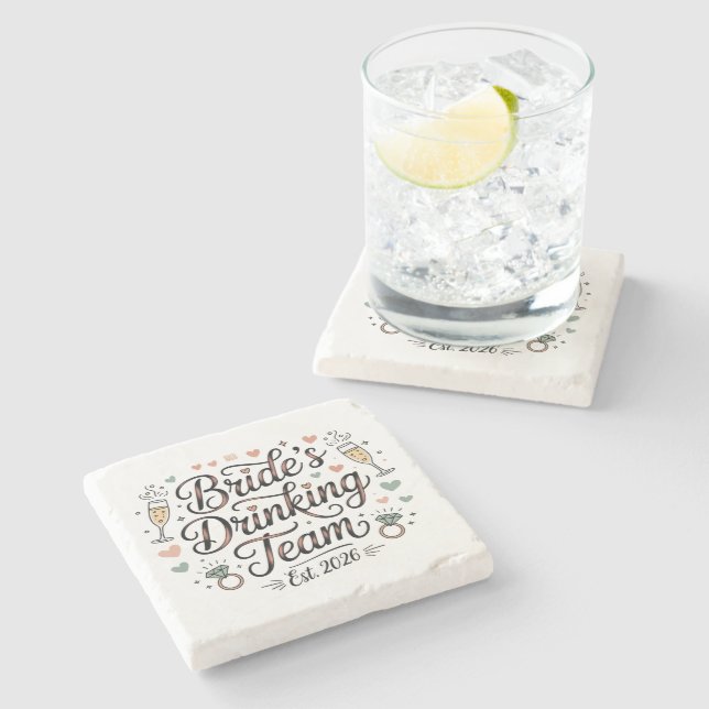 Brides Drinking Team  Stone Coaster (Side)