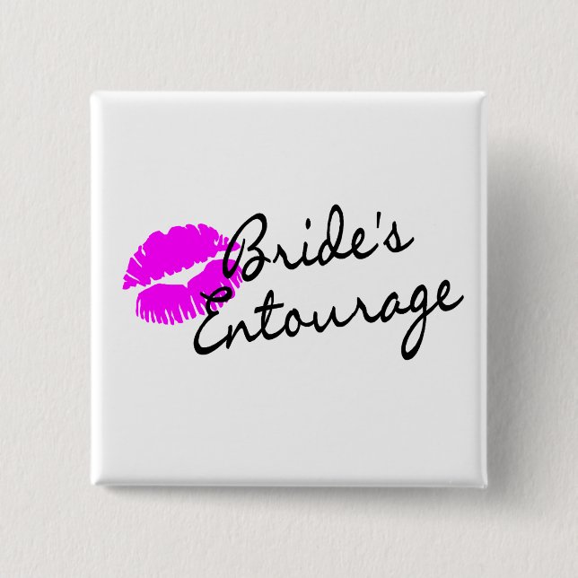 Brides Entourage (Kiss) 2 Inch Square Button (Front)