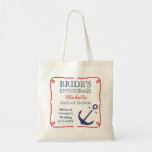 Bride's Entourage Nautical Anchor Wedding Tote Bag<br><div class="desc">This modern wedding canvas tote bag is ideal for a wedding with a nautical, ocean or beach theme. It features a nautical anchor on the bottom left with a frame made of nautical rope. The red and blue colour palette compliments the nautical theme. This bag makes a perfect gift for...</div>