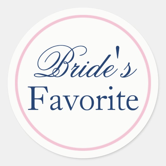 "Bride's Favourite" Wedding Sticker Blush Pink/Nav (Front)