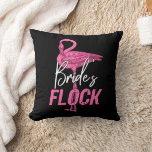 Bride's Flock, Flamingo Bridesmaid Bridal Party Throw Pillow