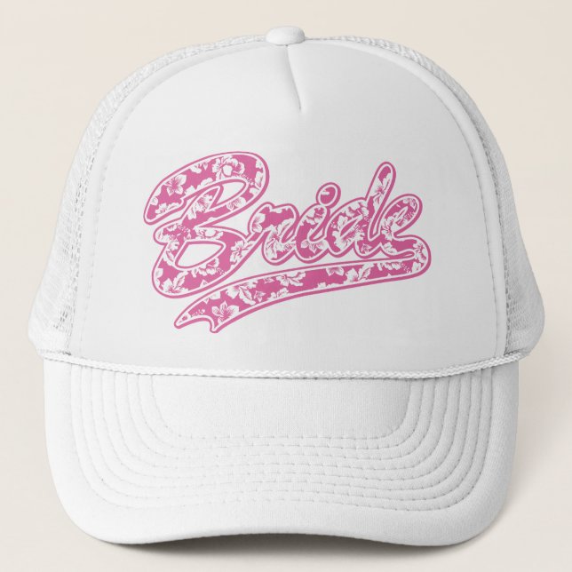 Bride's Hawaiian Flower Trucker Hat (Front)