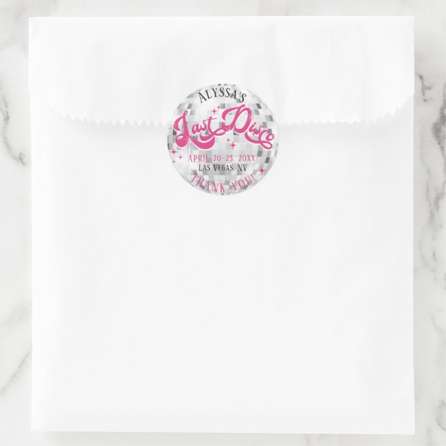 Bride's Last Disco Ball Bachelorette Party Favour Classic Round Sticker (Bag)
