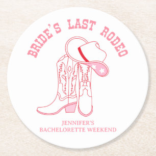 brides last rodeo bachelorette party favours round paper coaster