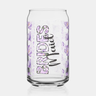 Bride's Maid Purple Flowers Can Glass