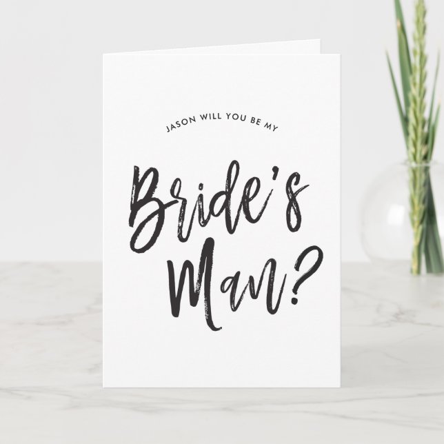 Bride's Man Request | Black Script Customizable Card (Front)