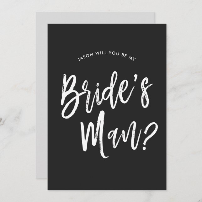 Bride's Man Request | Black Script Customizable Invitation (Front/Back)