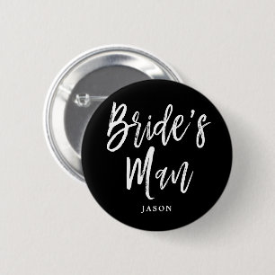 Bride's Man Script Customizable 2 Inch Round Button