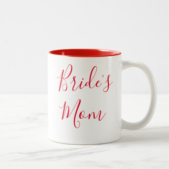 Bride's Mom Elegant Script Calligraphy Wedding Two-Tone Coffee Mug (Right)
