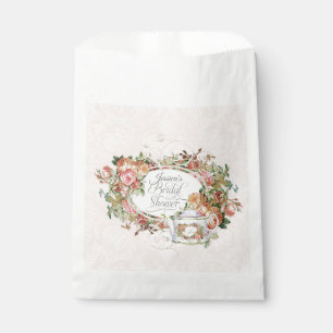 Brides Name Bridal Shower Blush Roses Tea Party Favour Bag