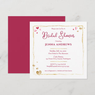 Bride's Name, Elegant Gold and Red Invitation