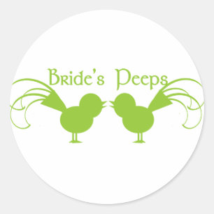 Bride's Peeps/ Green Classic Round Sticker
