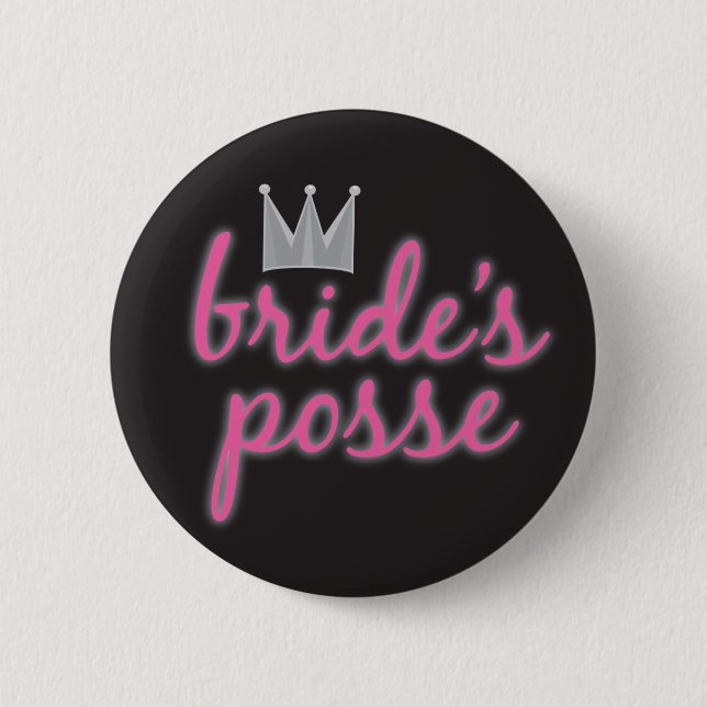 Bride's Posse Crown 2 Inch Round Button (Front)