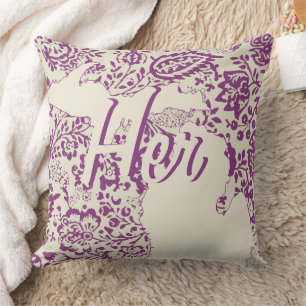 Bride's State Michigan Purple and Beige Floral Throw Pillow