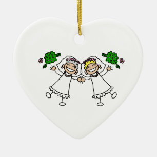 Brides Tossing Bouquests Ceramic Ornament