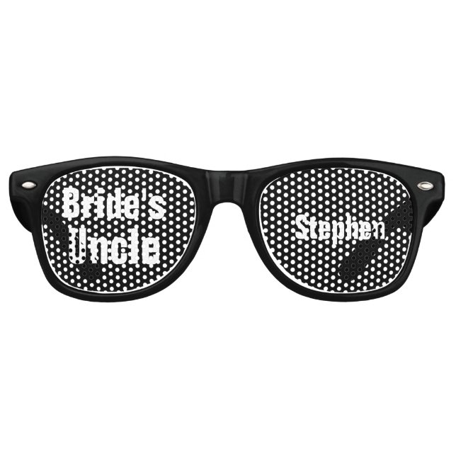 Bride's Uncle Wedding Favour Black White A10 Retro Sunglasses (Front)