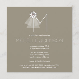 Bride's Veil Daisy Flower Monogram Bridal Shower Invitation