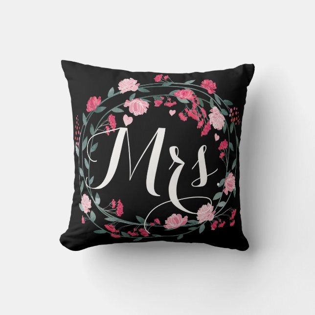 Brides Vintage Floral Garland Wreath Throw Pillow (Front)