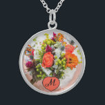 Bride's Wedding Bouquet  Photo monogram Keepsake Sterling Silver Necklace<br><div class="desc">Customize this design today! This gift is perfect for expression for the special occasion.
 Come check out our store,  for all our cool designs.</div>