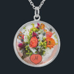 Bride's Wedding Bouquet  Photo monogram Keepsake Sterling Silver Necklace<br><div class="desc">Customize this design today! This gift is perfect for expression for the special occasion.
 Come check out our store,  for all our cool designs.</div>