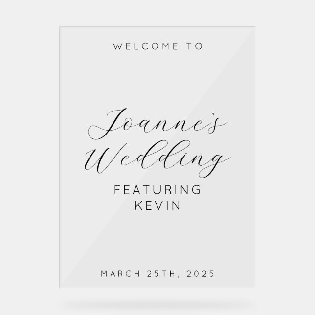 Bride's Wedding Featuring The Groom Funny Ceremony Acrylic Sign (Front)