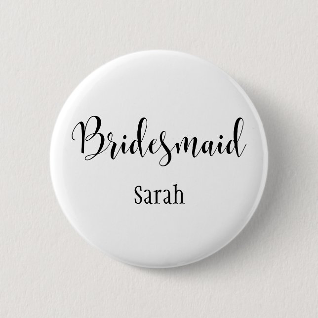 Bridesmaid 2 Black Script Typography w/ Name (30) Inch Round Button (Front)