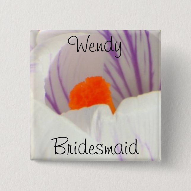 Bridesmaid 2 Inch Square Button (Front)