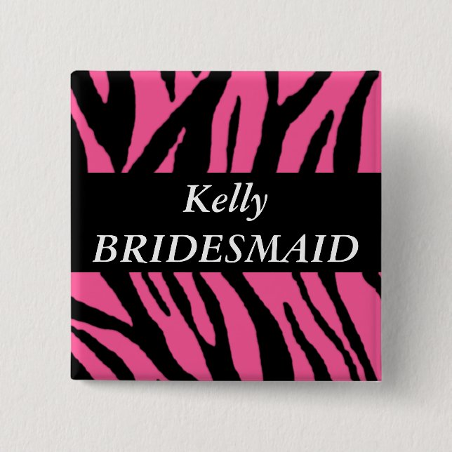 Bridesmaid 2 Inch Square Button (Front)