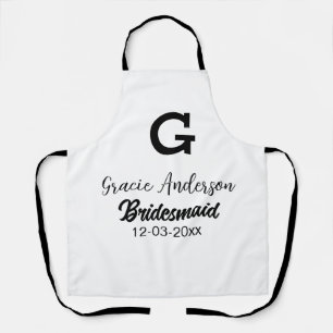 Bridesmaid add name monogram simple minimal modern apron