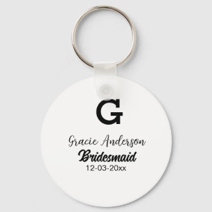 Bridesmaid add name monogram simple minimal modern keychain
