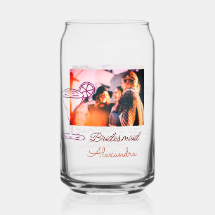 Bridesmaid add picture name cocktail glass coral