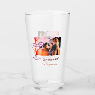 Bridesmaid add picture name cocktail glass coral
