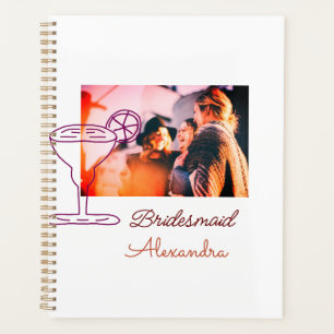 Bridesmaid add picture name cocktail glass coral planner