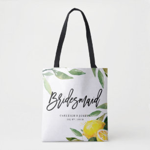 Bridesmaid Aquarelle Citron Mariage Sac fourre-tou