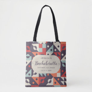 Bridesmaid Bachelorette Custom Retro Vibrant Tote Bag