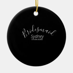 Bridesmaid bachelorette party add name modern  ceramic ornament