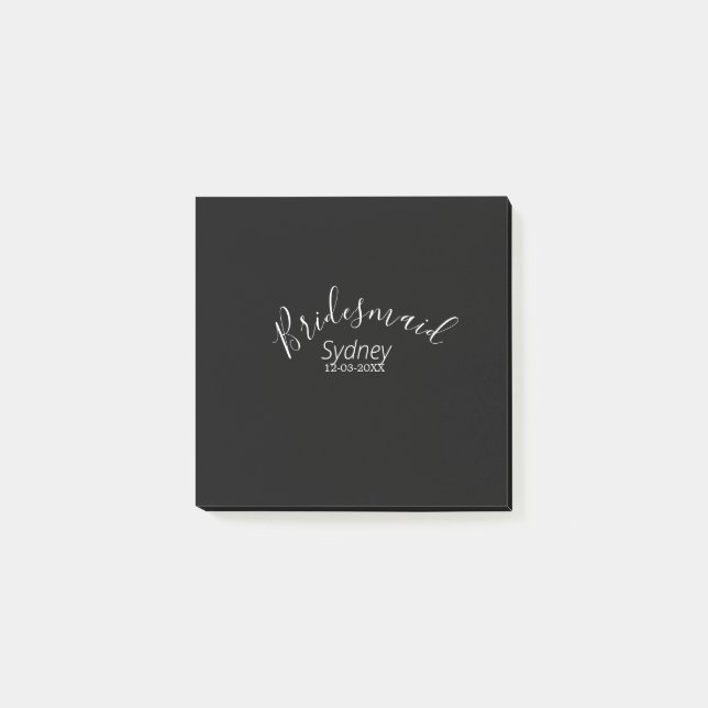 Bridesmaid bachelorette party add name modern  post-it notes (Front)