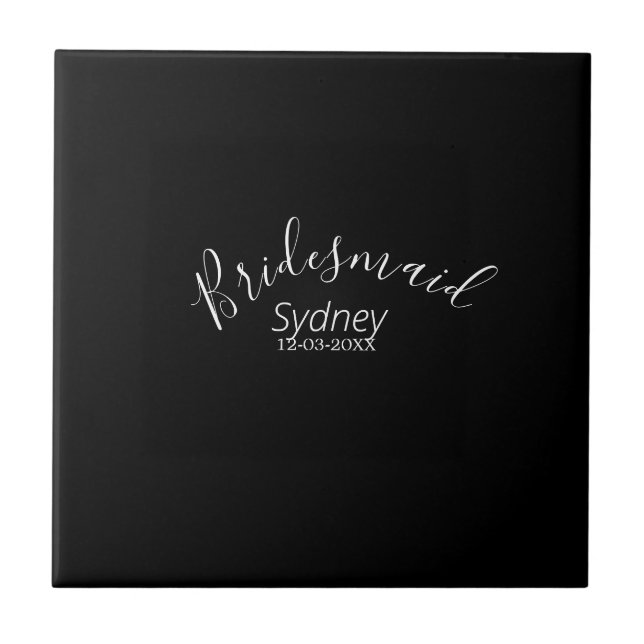 Bridesmaid bachelorette party add name modern  tile (Front)