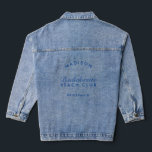 Bridesmaid Bachelorette Party Bridal Wedding Denim Jacket<br><div class="desc">This denim jacket is not just a piece of clothing; it's a personalized keepsake that adds a touch of edgy charm to your bridal party. Featuring customizable elements, you can personalize it with the bridesmaid's name or a special message, making it a unique and cherished part of your wedding celebration....</div>