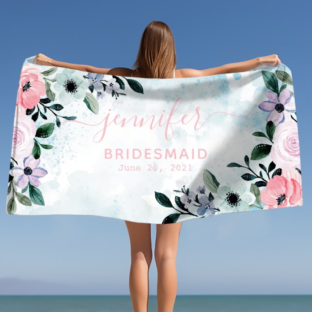 Bridesmaid Bachelorette Party Personalized Name Beach Towel (Bridesmaid Bachelorette Party Personalized Name Beach Towel)