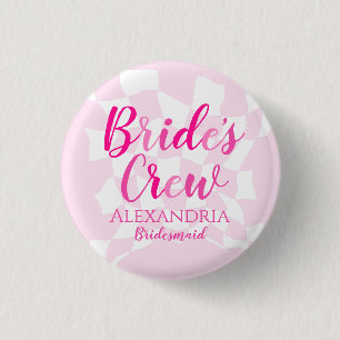 Bridesmaid Bachelorette Party Personalized Pink 1 Inch Round Button