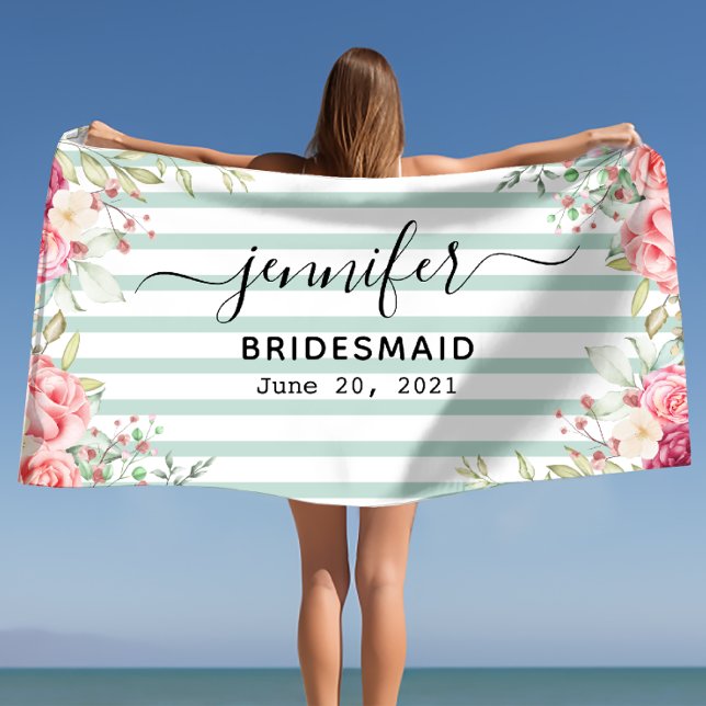Bridesmaid Bachelorette Personalized Name  Beach Towel (Bridesmaid Bachelorette Personalized Name Beach Towel)